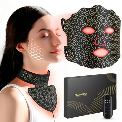 Yenjuty Red Light Therapy for Face & Neck, 7-Color LED Light Therapy Mask, 2600mAh Rechargeable Red Light Mask for Skin Care,With Adjustable Brightness & Timer, Suitable for Home or Travel Use | Amazon (US)