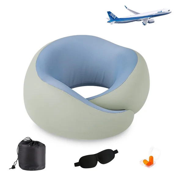 Arevtovis Travel Pillow for Airplanes, 360° Support Memory Foam Neck Pillow with Eye Mask, Earpl... | Walmart (US)