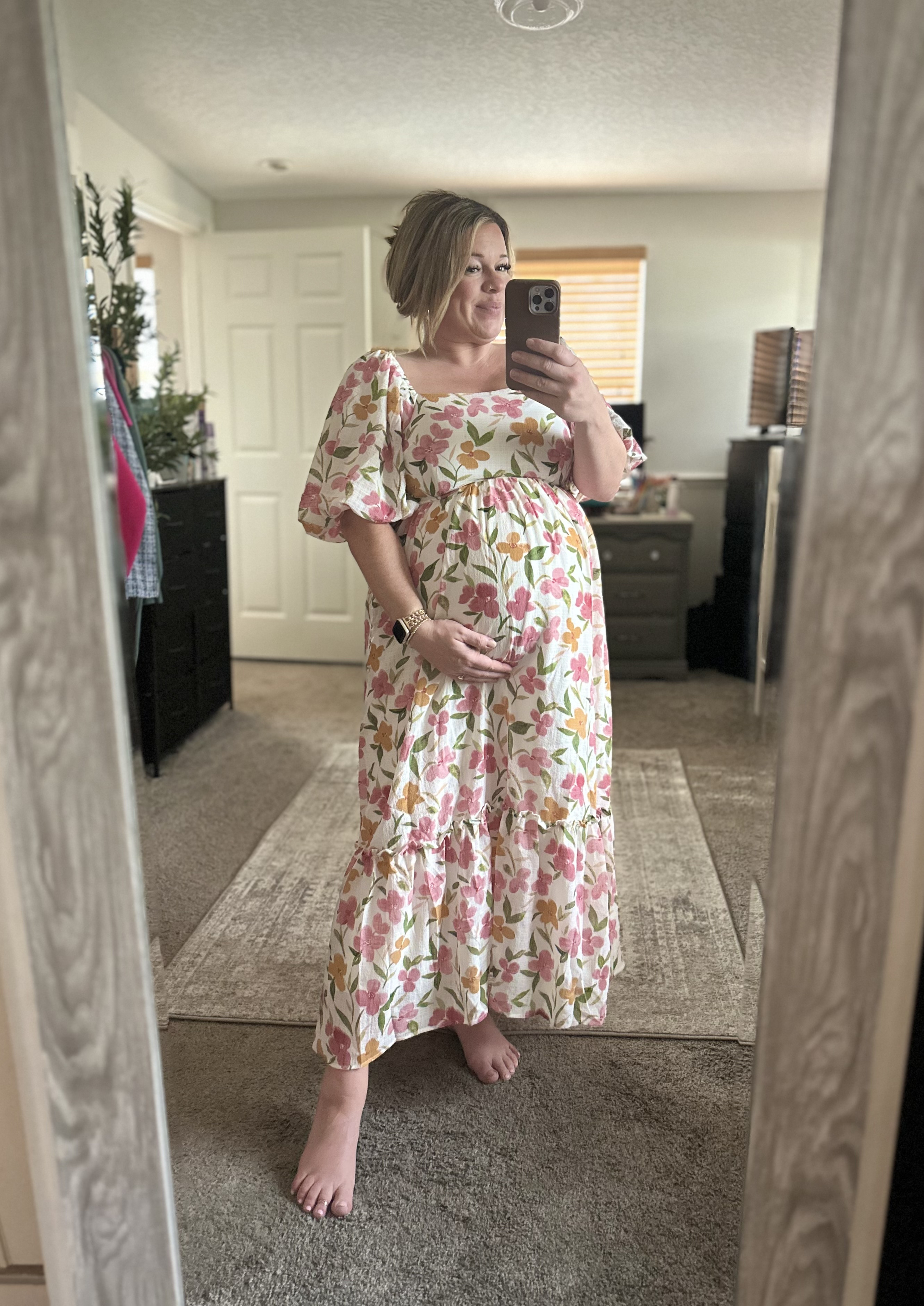 Absolutely love this dress as a baby shower dress. Wearing my pre-bless size large in this maternity dress.

#LTKBump #LTKStyleTip #LTKParties