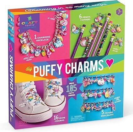 Craft-tastic – DIY Puffy Charms Craft Kit – Design a Necklace, 5 Charm Bracelets, 6 Pencil To... | Amazon (US)