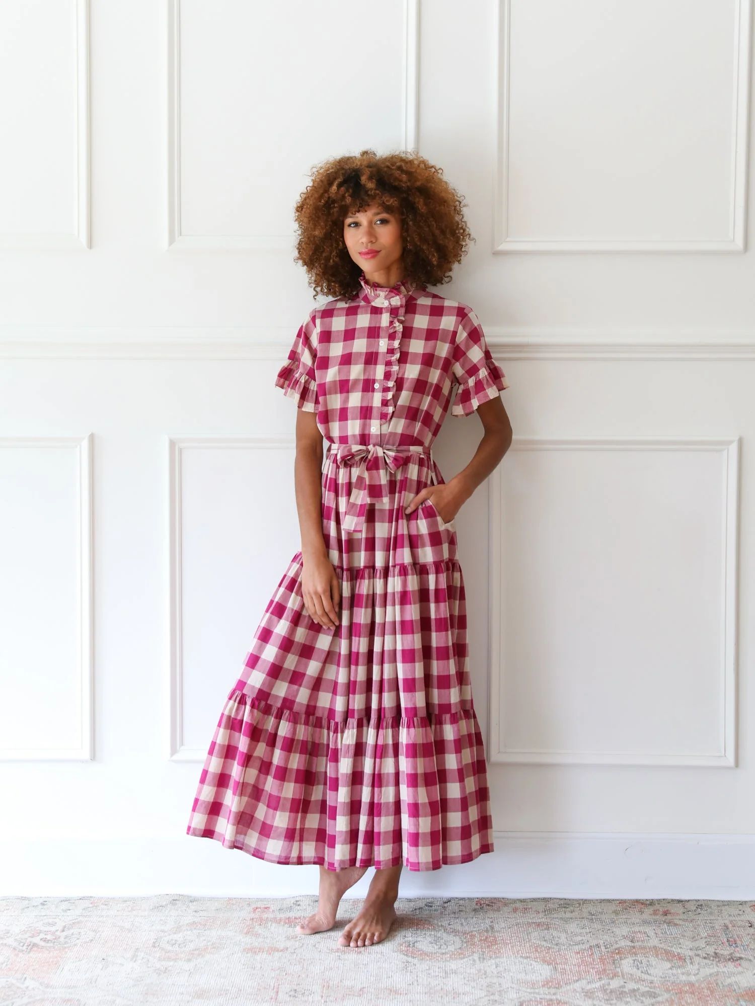 Shop Mille - Victoria Dress in Raspberry Plaid | Mille