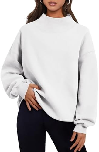 Women's Oversized Mock Neck Sweatshirt, Mock Neck Sweatshirt Women, Slit Mock Neck Oversized Swea... | Amazon (US)