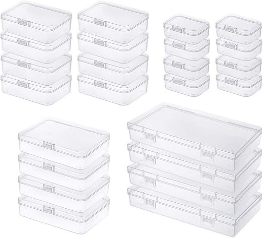 24 Pieces Mixed Sizes Rectangular Empty Mini Clear Plastic Organizer Storage Box Containers with ... | Amazon (US)