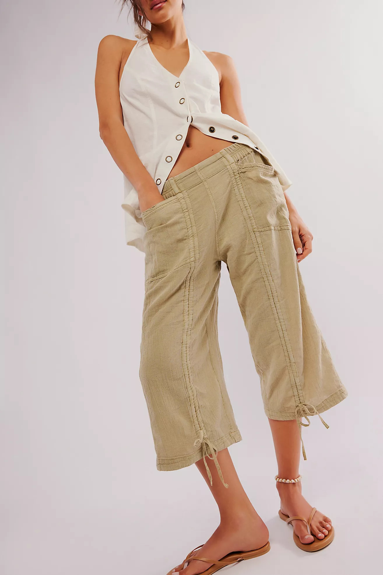 Gianna Ruched Gaucho Pull-On Pants | Free People (Global - UK&FR Excluded)