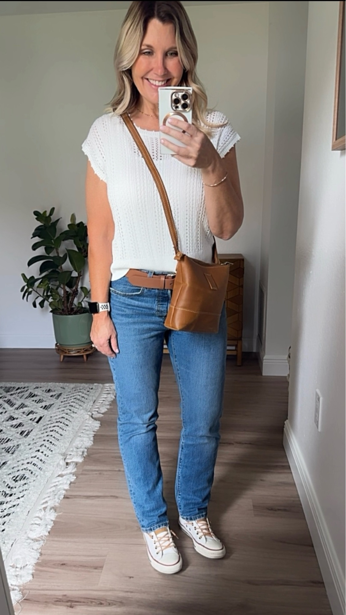 The best jeans! 
Okay ladies, if you don’t own a pair of these jeans now is your change! I love a great fitting straight leg! This style will always be what I pull out of my closet! My top is the softest crochet top! This bag is real leather and fits all the goods!

#levis #outfitinspo #amazon #ltkit #jeans

#LTKFindsUnder50 #LTKOver40