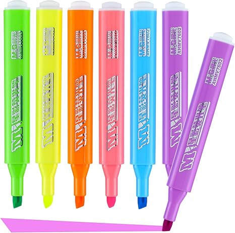 M&G 6 Pcs Cute Highlighters, Multicolor No Bleed Dry Quick Chisel Tip Highlighters, Perfect for S... | Amazon (US)