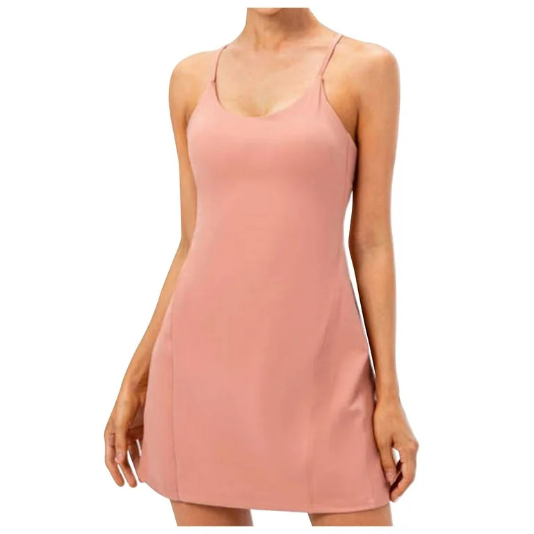 Workout Dress Built in Bra Shorts with Pockets Women Teens Cross Back Sleeveless Athletic Tennis ... | Walmart (US)