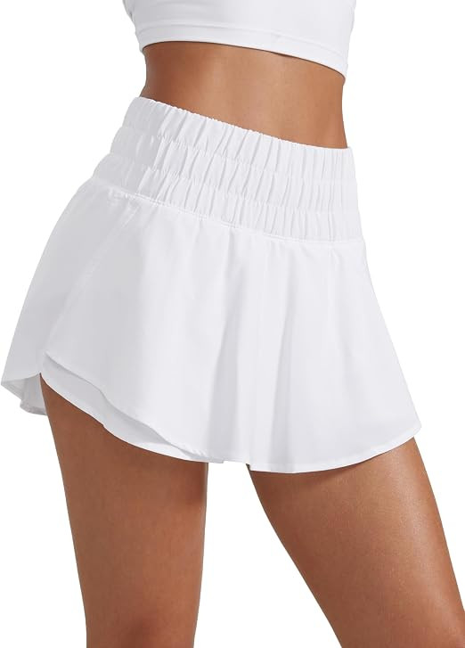 CRZ YOGA Ruffle Skirt Overlay Athletic Shorts | High Waisted, Quick Dry, Lightweight, Flowy, A Zi... | Amazon (US)