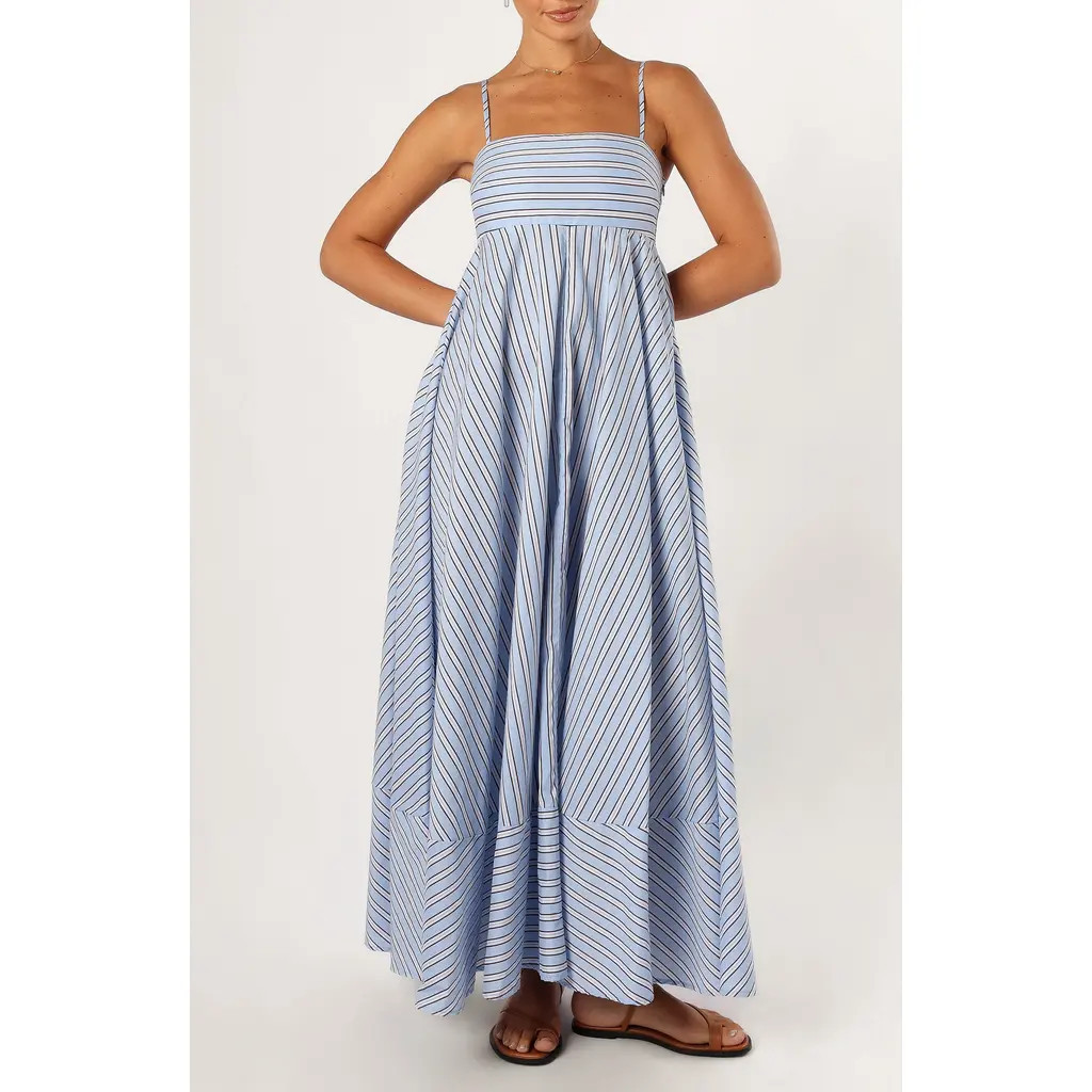 Petal & Pup Iggy Stripe Cotton Maxi Dress in Blue at Nordstrom, Size X-Small | Nordstrom