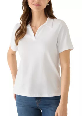 Gloria Vanderbilt Women's Amanda Polo Shirt, White, Medium | Belk