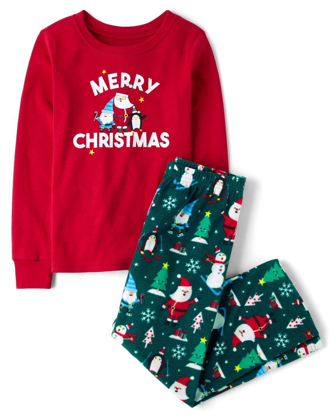 Kids Matching Family Merry Christmas Cotton And Microfleece Pajamas - green | The Children's Place
