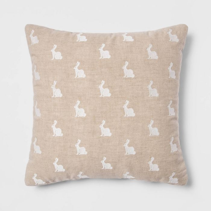 Square Washed Bunny Easter Pillow Neutral/Cream - Threshold™ | Target