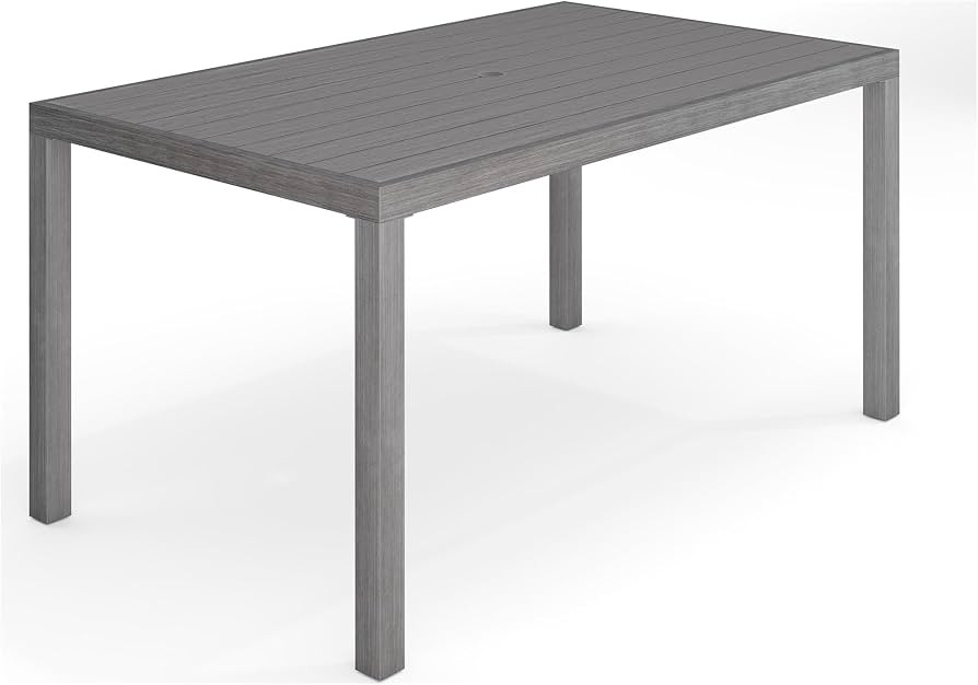 Martha Stewart Bedford 62" Indoor-Outdoor Aluminum Patio Table with Umbrella Hole and Brushed Woo... | Amazon (US)
