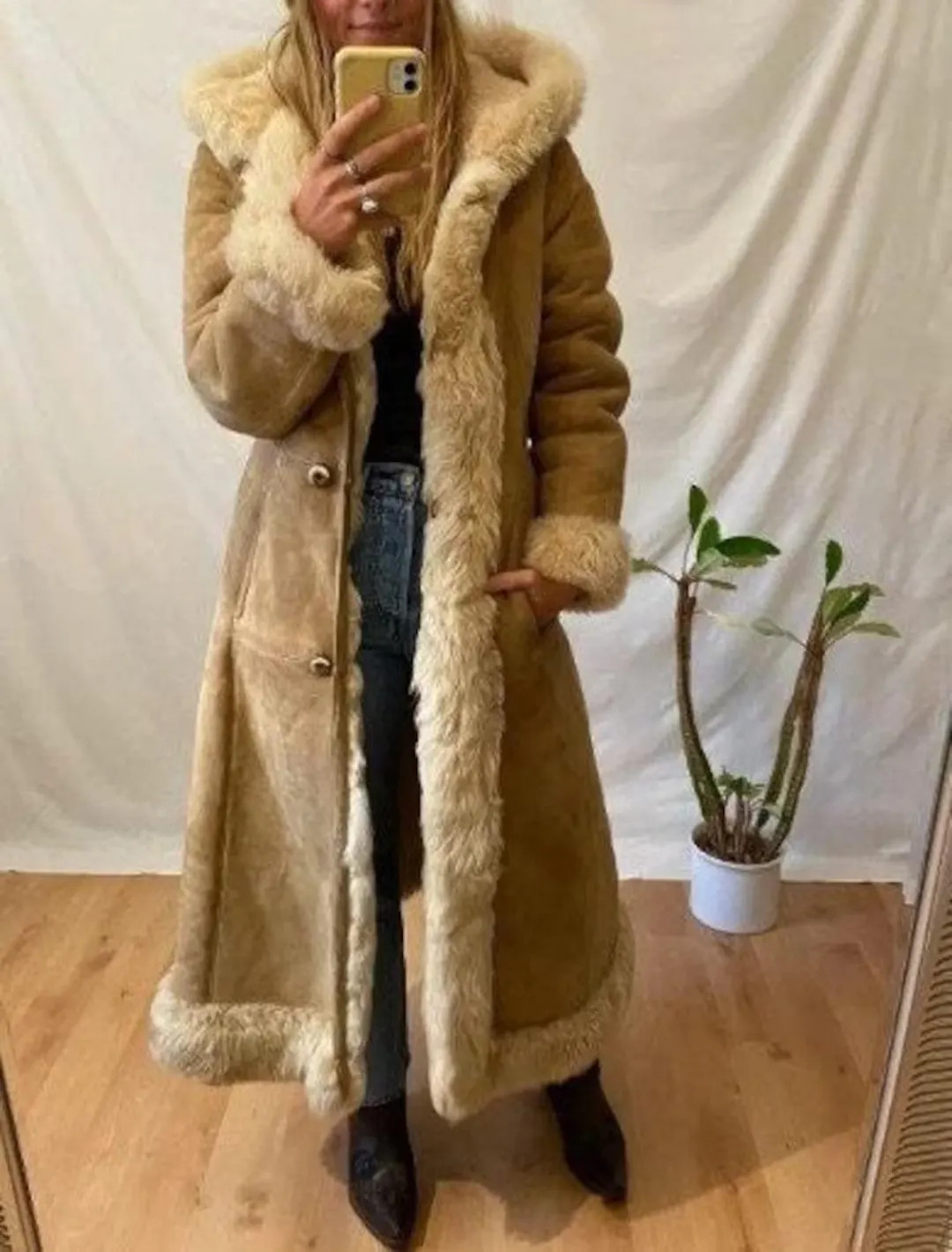 Women Vintage Penny Lane Coat Long Shearling Fur Coat Boho Hippie 70s Vintage Afghan Coat Wool Co... | Etsy (US)