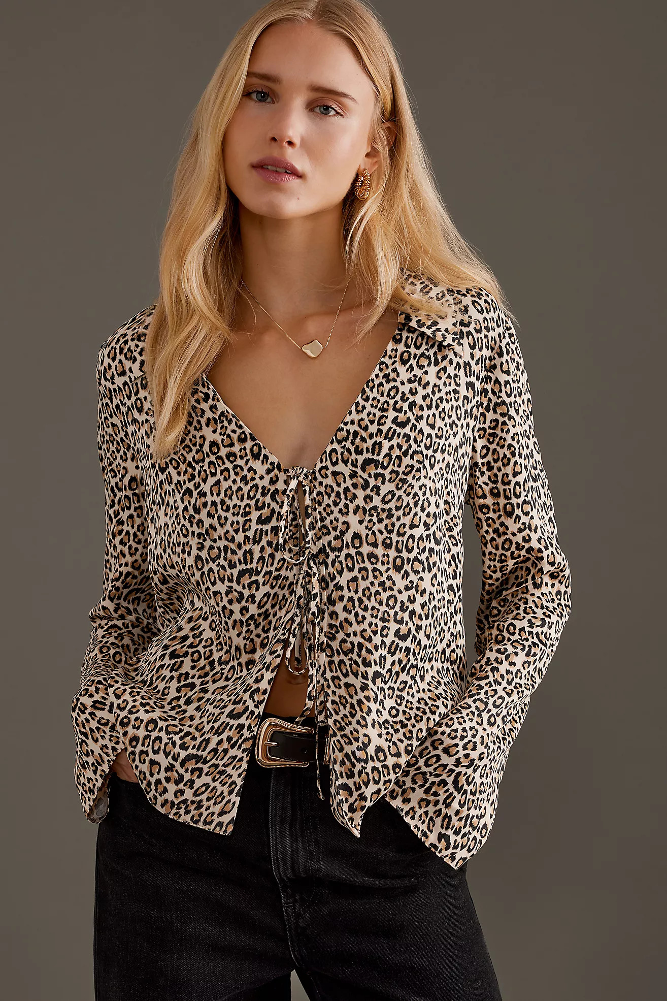 Satin Tie-Front Blouse | Anthropologie (UK)