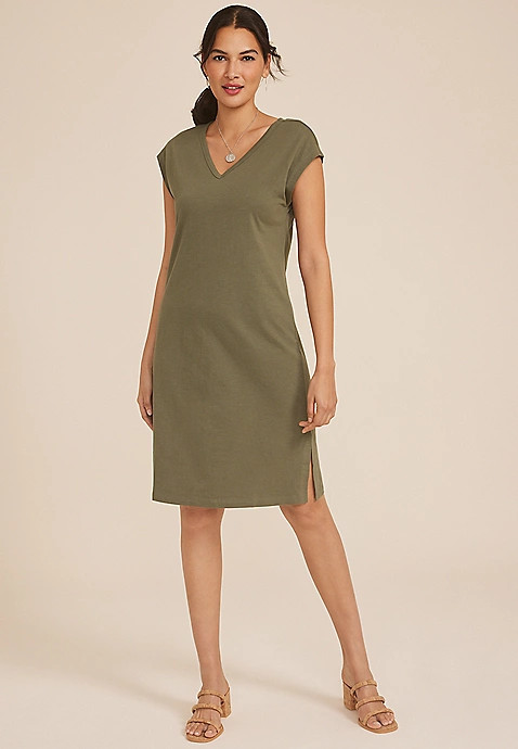 24/7 V Neck T Shirt Dress | Maurices