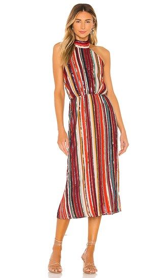 x REVOLVE Rafaela Midi Dress in Red Multi Stripe | Revolve Clothing (Global)