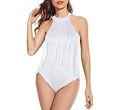 Zando Women's Fringe Top Sleeveless Halter Top Bodysuit for Women Country Concert Outfit for Wome... | Amazon (US)