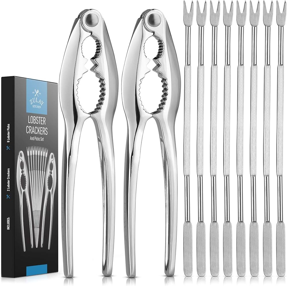 Zulay 10-Piece Crab Crackers and Tools Set - Heavy Duty Crab Leg Crackers and Tools & Sharp Tines... | Amazon (US)