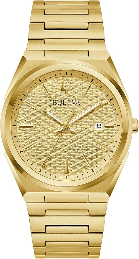 Bulova Mens Classic Quartz Gold Stainless Steel Watch, Champagne Pattern Dial, Style:97B226 | Amazon (US)