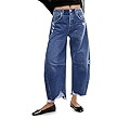 Cicy Bell Women's Baggy Wide Leg Jeans Barrel Horseshoe Boyfriend Cropped Raw Hem Denim Pants | Amazon (US)
