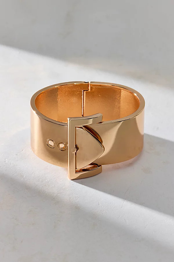 Belted Metal Bangle Bracelet in Gold, Women's at Urban Outfitters | Urban Outfitters (US and RoW)