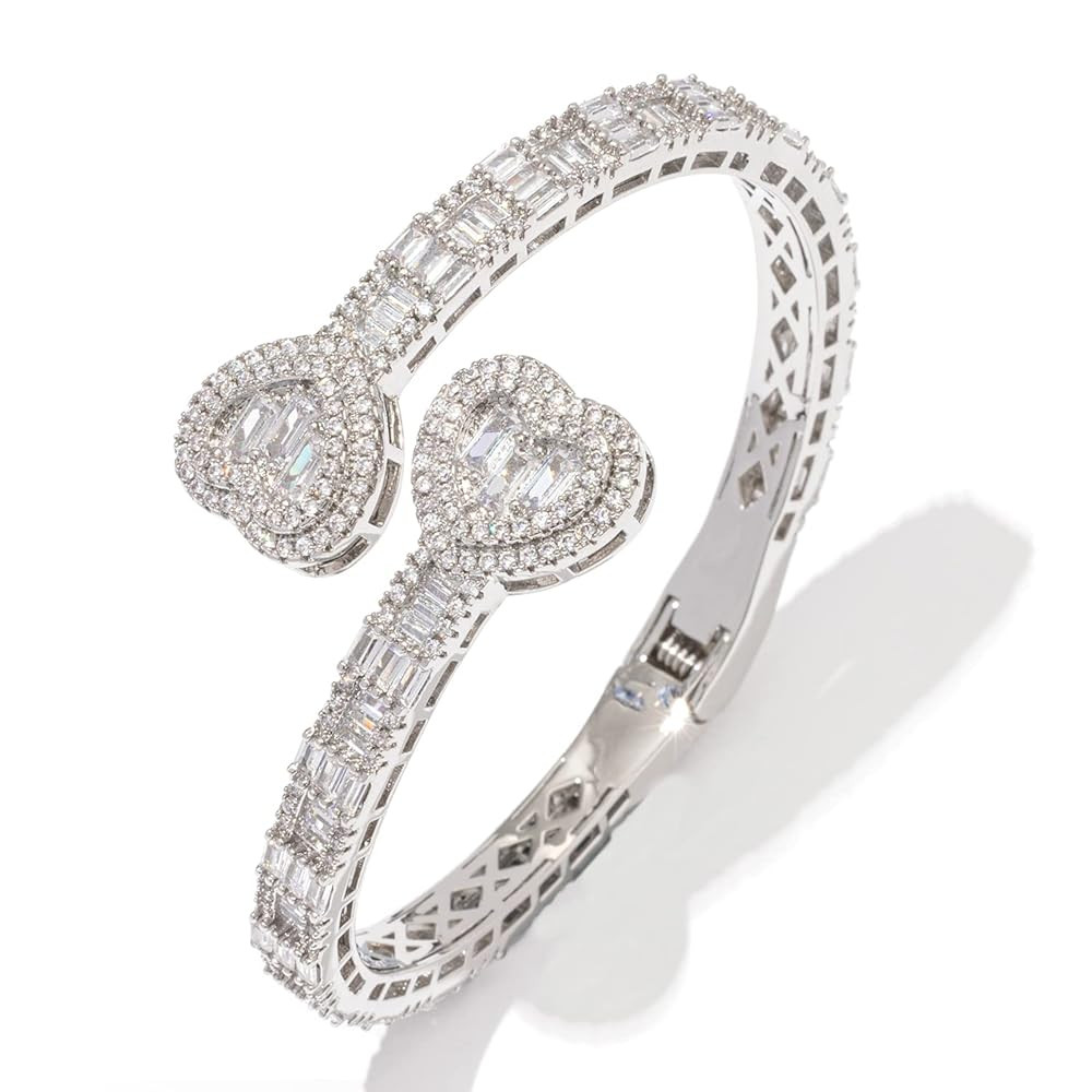 Lulu Mel Iced Out Baguette Diamond Bracelet Jewelry for Women, Hip Hop Mens 14k Gold Silver Plate... | Amazon (US)