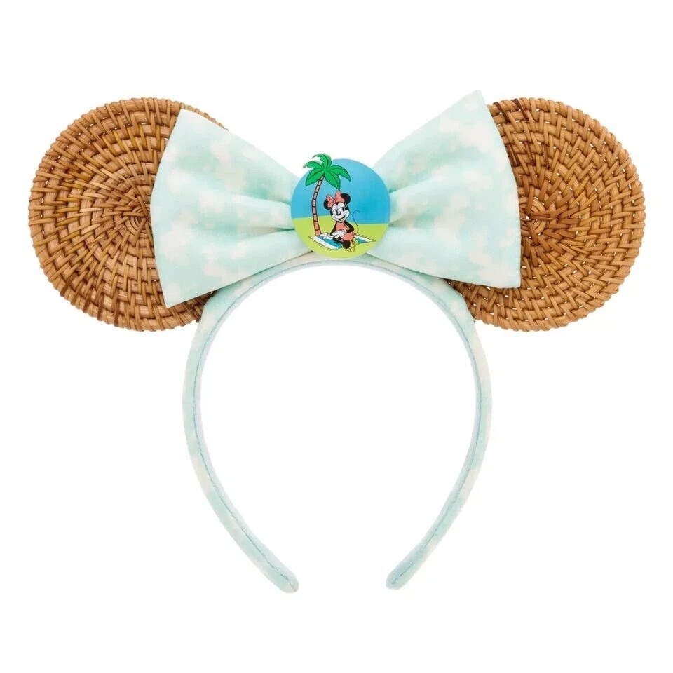 Disney Parks Adult Minnie Mouse Summer Rattan Ears Headband Aulani Wear New | eBay US