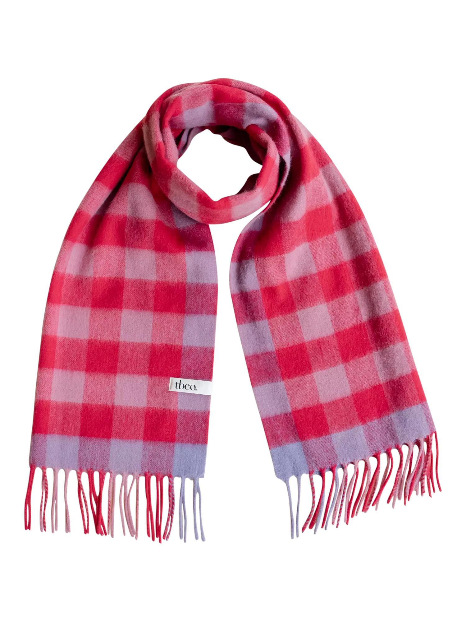 TBCo Gingham Oversized Wool Scarf, Rose | John Lewis (UK)