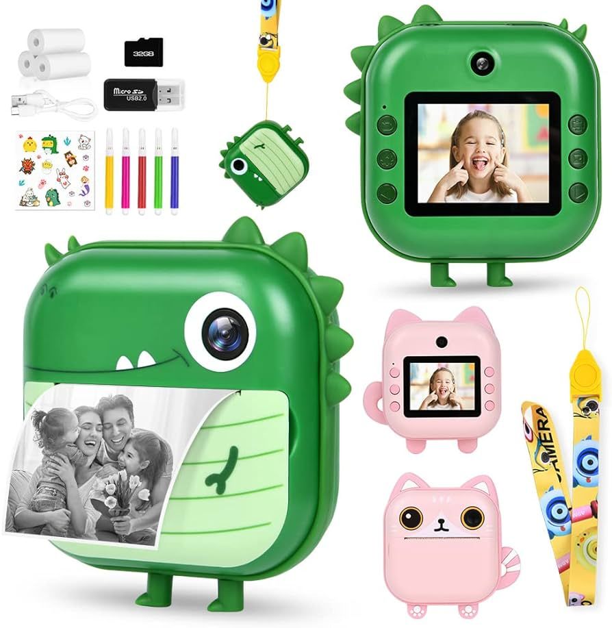 Amazon.com: Ainiv Instant Print Cameras for Kids, 2.4 Inch Kids Digital Camera with Dual Camera, ... | Amazon (US)