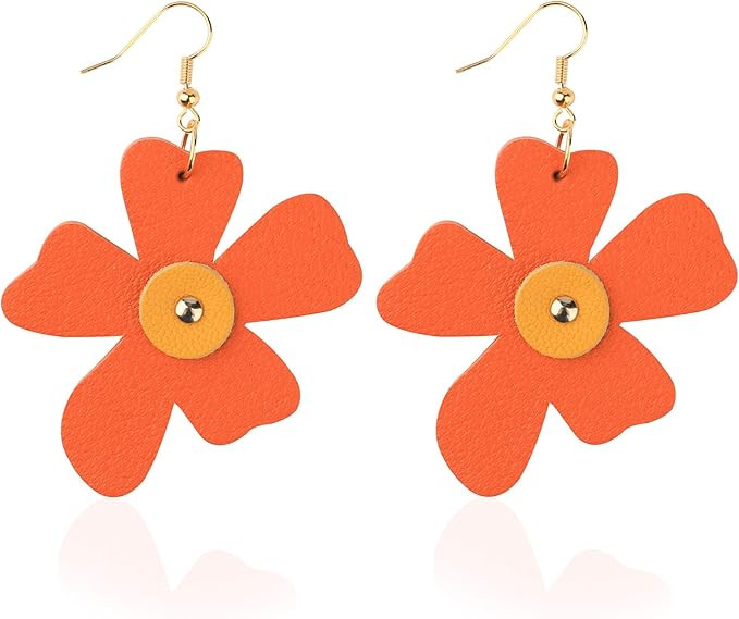 Genuine Leather Earrings Vintage Dangle Drop for Women Girls | Amazon (US)