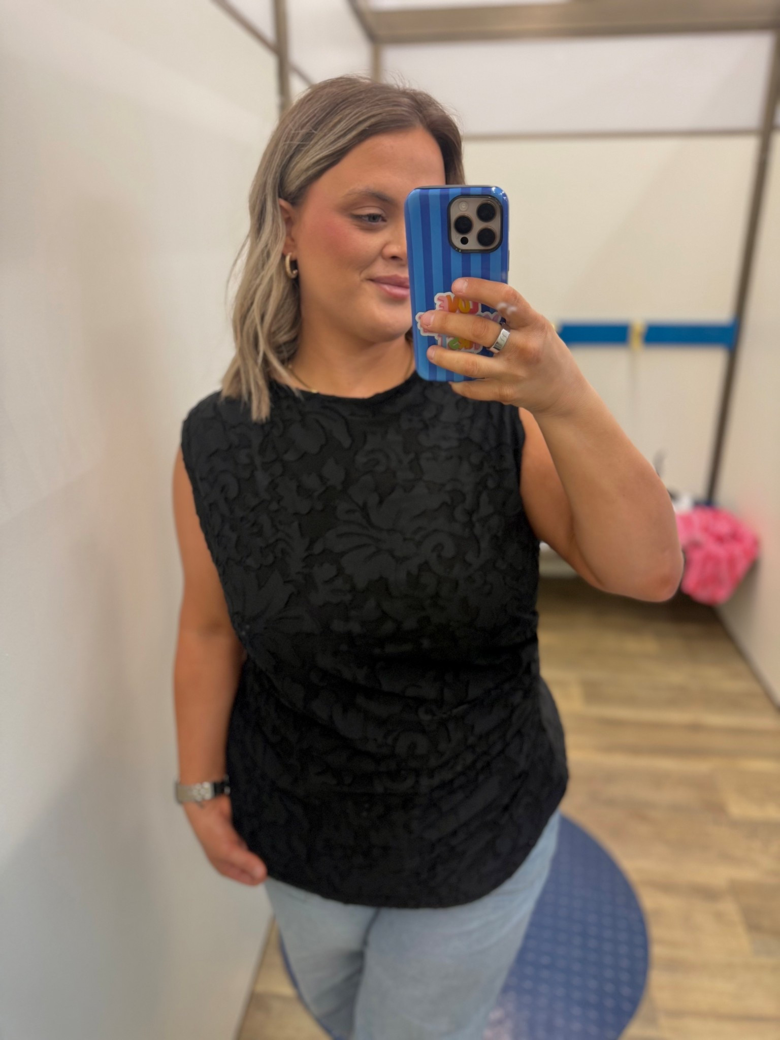 🖤 This black textured sleeveless top is so flattering and instantly makes denim feel elevated. Perfect for date night, work, or everyday mom life. #LTKStyle #LTKFinds #OldNavyStyle #OldNavyFinds #BlackTop #WardrobeStaple #MomStyle #CasualChic #EverydayOutfit #AffordableFashion

#LTKU #LTKMidsize #LTKootd