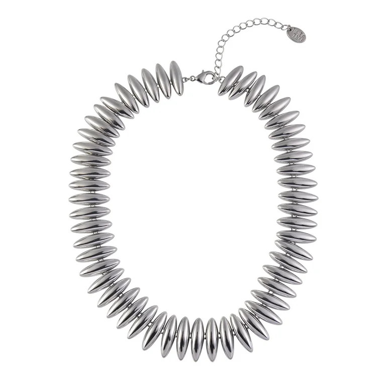 Time and Tru Women's Oval Points Necklace, Silver-Tone - Walmart.com | Walmart (US)