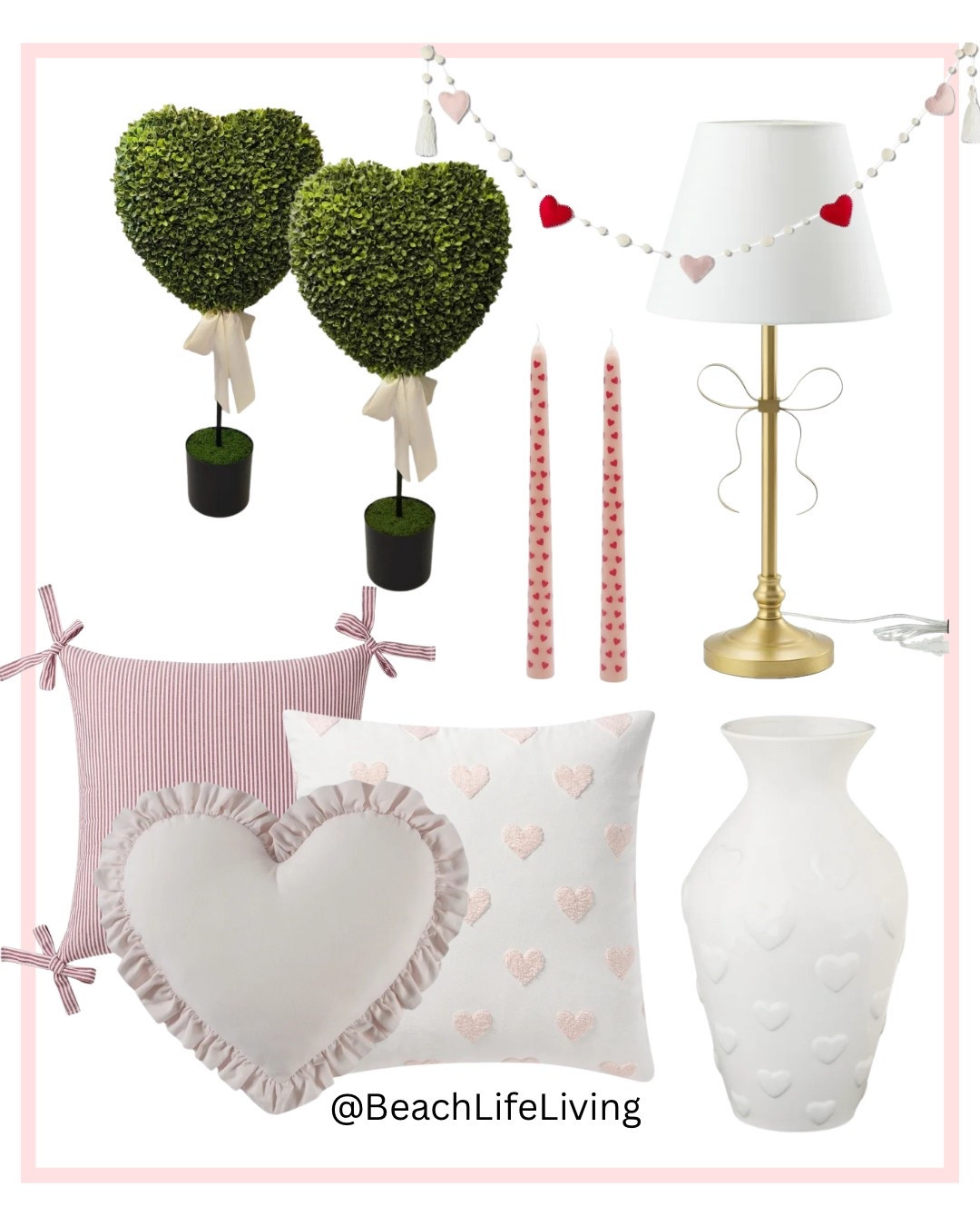 Valentine’s Day Holiday Decor 
Heart Pillow, Heart Vase, heart candles , Table Lamp with Bow 

#LTKSeasonal #LTKHome #LTKFindsUnder50
