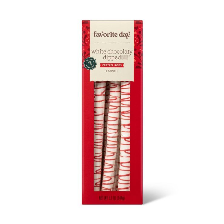 Red Drizzle Pretzel Rods Dipped in White Fudge - 5.1oz/6ct - Favorite Day™ | Target