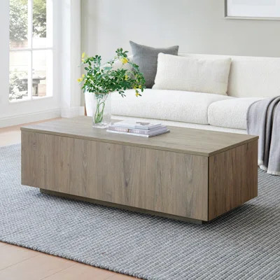 Paxton 48" Low Profile Coffee Table with Solid Base in Antiqued Gray Oak | Contemporary Center Table for Living Room | Wayfair North America