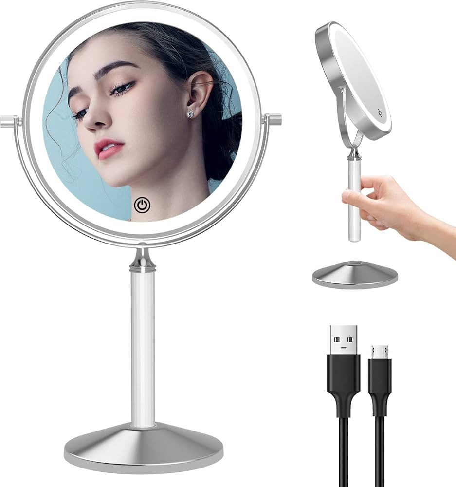 LOVESPEJO 1X/10X Magnifying Mirror with Light, 8" Lighted Magnifying Mirror, 3 Color Dimmable Tra... | Amazon (US)