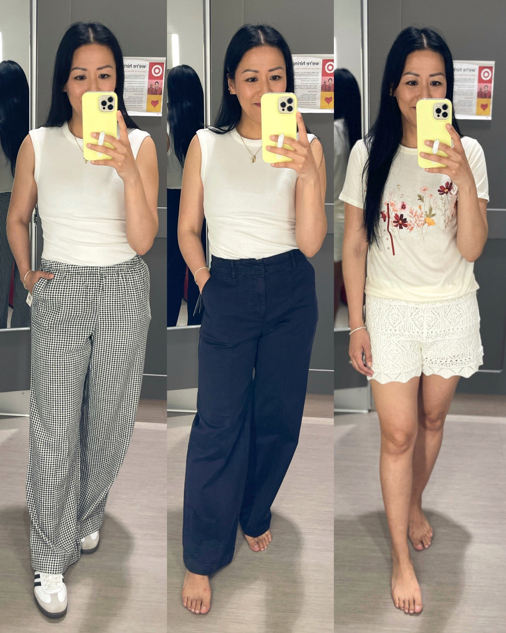 Size XS white tank and graphic tee
Size small gingham pants (size XS would also fit)
Size small crochet shorts
Sized down 1/3 in sneakers

Target style
Target fashion


#LTKSaleAlert #LTKOver40 #LTKFindsUnder50