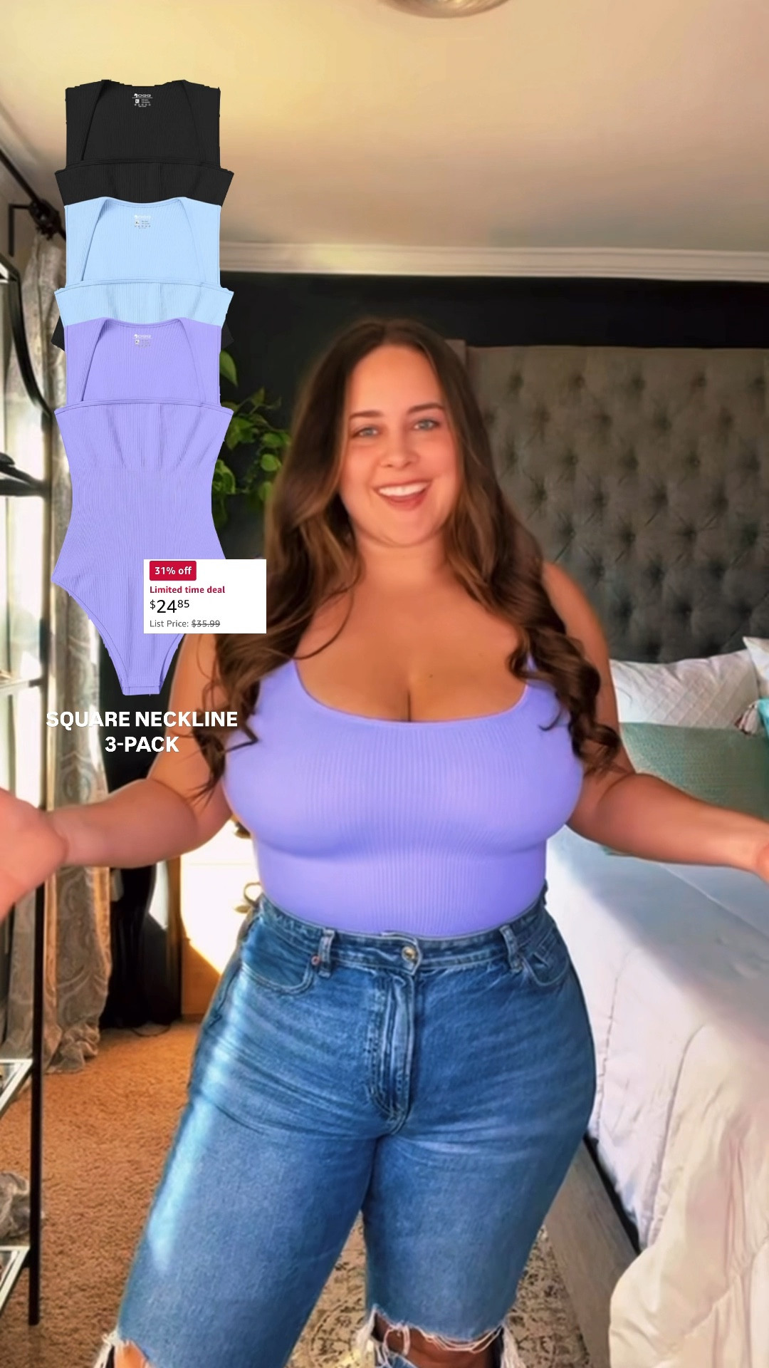 Waist snatching bodysuit 3 pack on sale! 

5’2” / size 14-16 / 38J 
Wearing a size LARGE 

#bodysuit #tummycontrol #casualstyle #outfitideas #springstyle 

#LTKFindsUnder50 #LTKSaleAlert #LTKStyleTip
