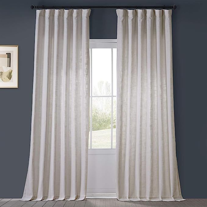 HPD Half Price Drapes FHLCH-VET13191-108 Heavy Faux Linen Curtain (1 Panel), 50 X 108, Rice White | Amazon (US)
