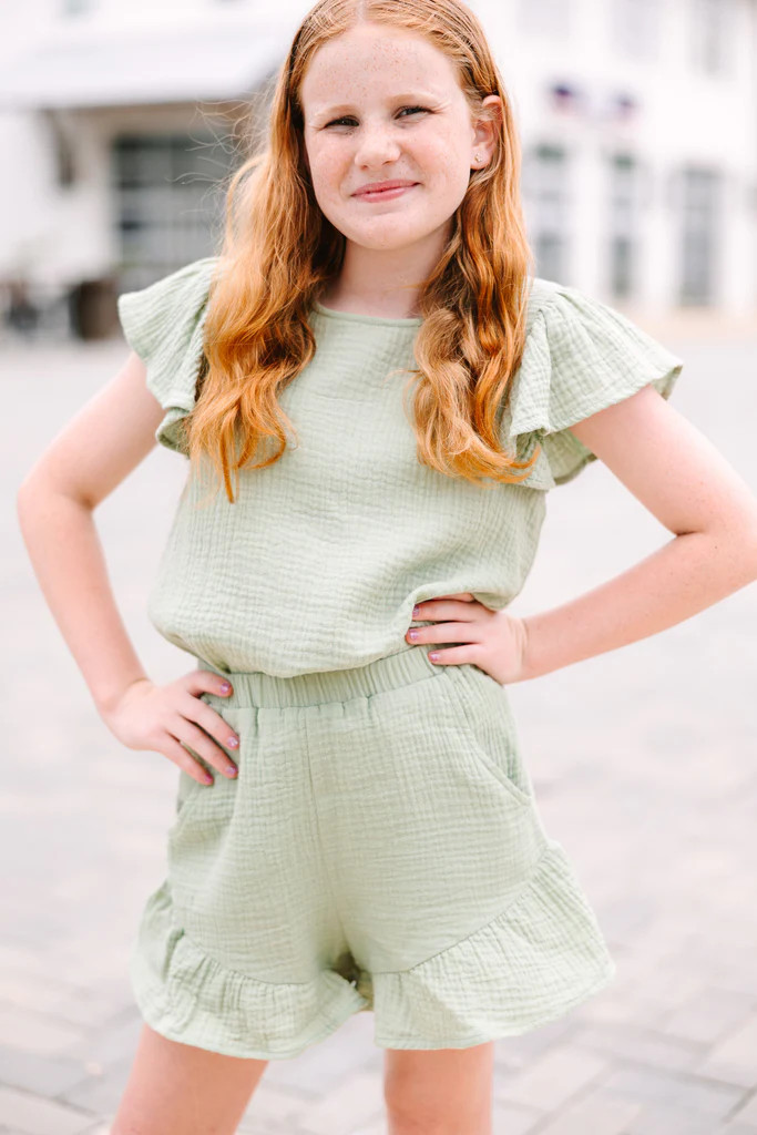 Girls: Feeling Fun Sage Green Set | The Mint Julep Boutique