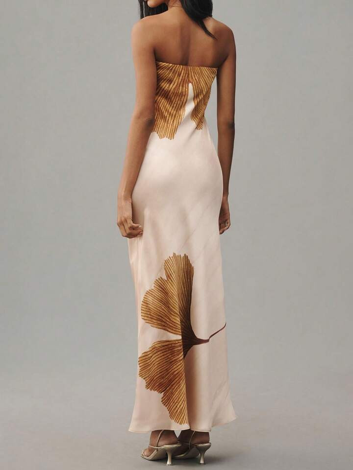 Women Strapless Tube Dress Summer Floral Print Backless Party Cocktail Long Dress For Beach Stree... | SHEIN