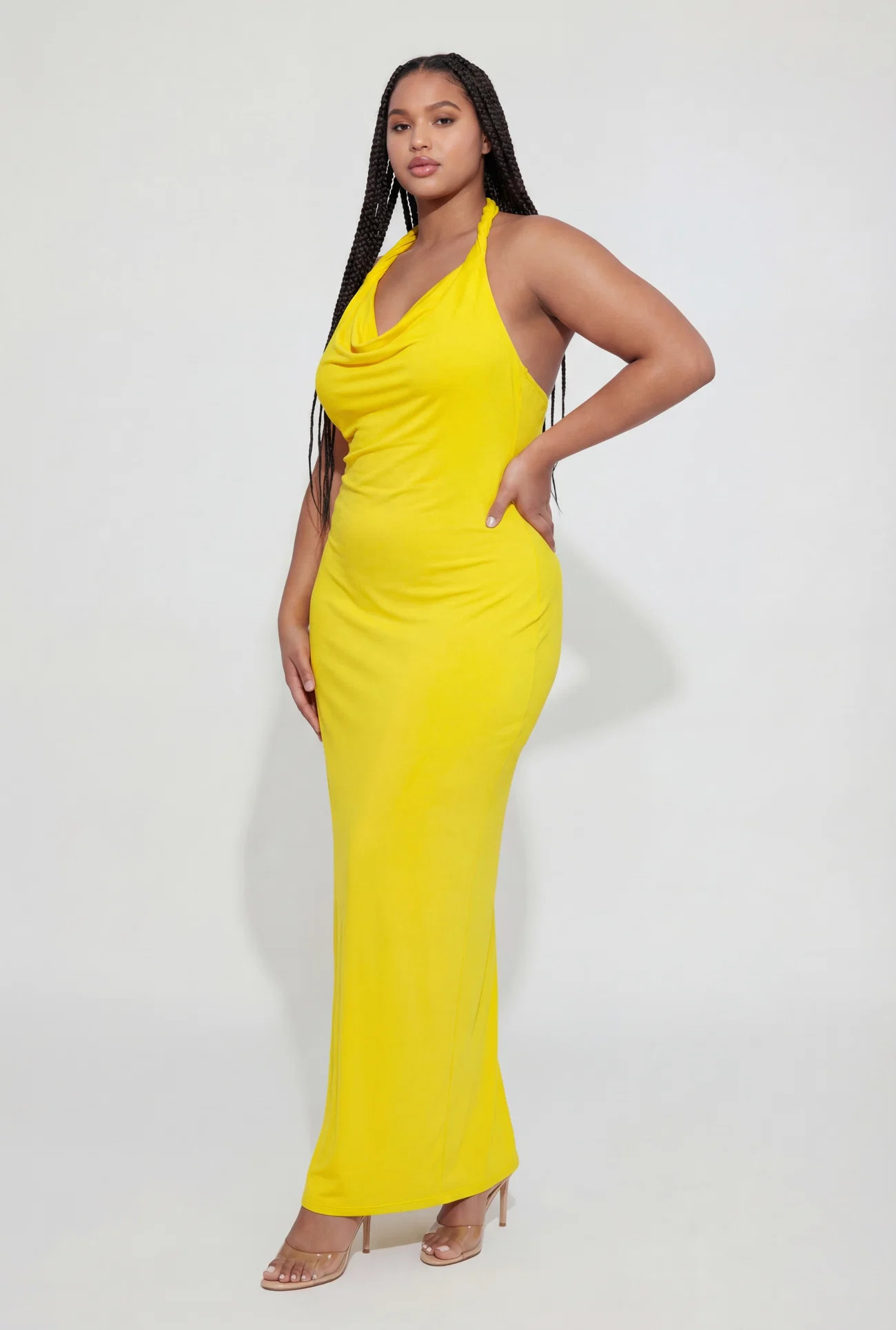 Plus Size Twisted Halter Cowl Neck Maxi Dress | Rainbow Shops