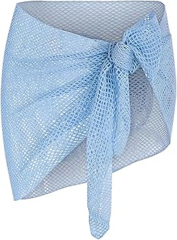 ZAFUL Sarong Coverups for Women Beach Vacation Fishnet See Thru Tie Side Bathing Suit Cover Up Mi... | Amazon (US)