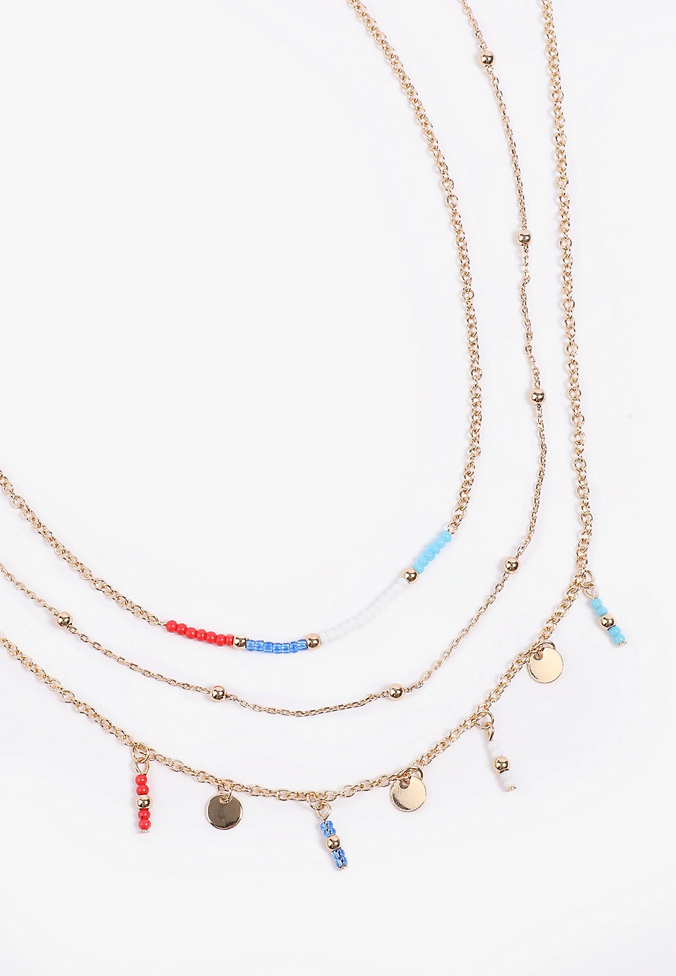 Americana Beaded Triple Layered Necklace | Maurices