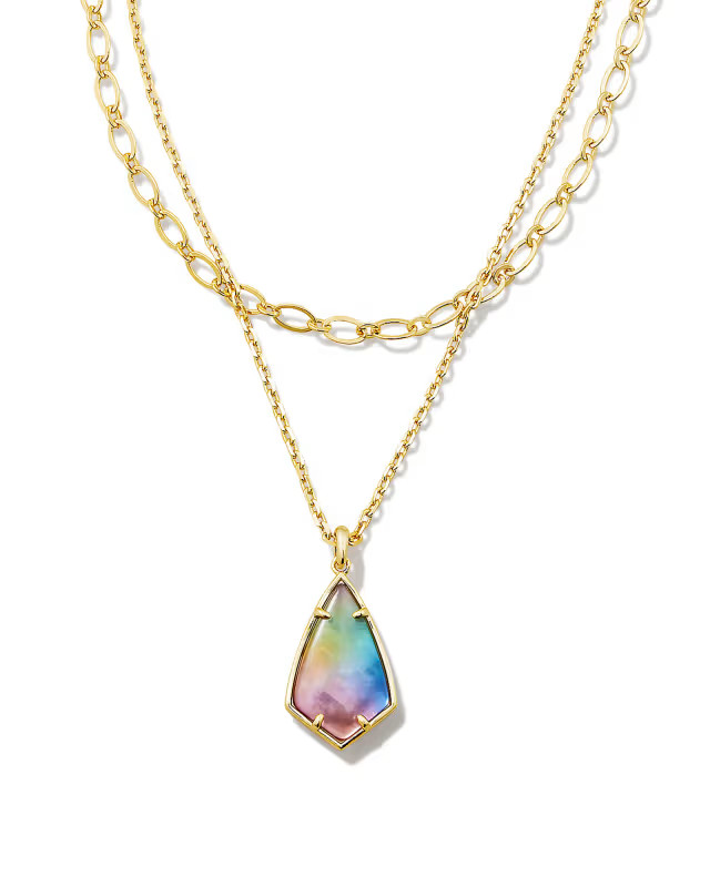 Camry Gold Multi Strand Necklace in Yellow Watercolor Illusion | Kendra Scott