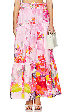 HEMANT AND NANDITA Belted Maxi Skirt in Pink Floral from Revolve.com | Revolve Clothing (Global)