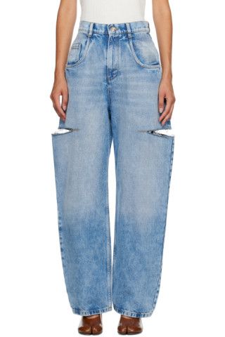 Blue Cutout Jeans | SSENSE