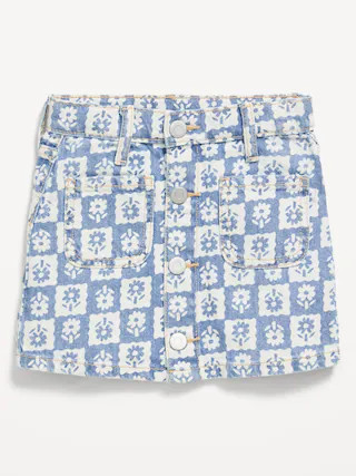 Printed High-Waisted Button-Front Jean Skirt for Toddler Girls | Old Navy (US)