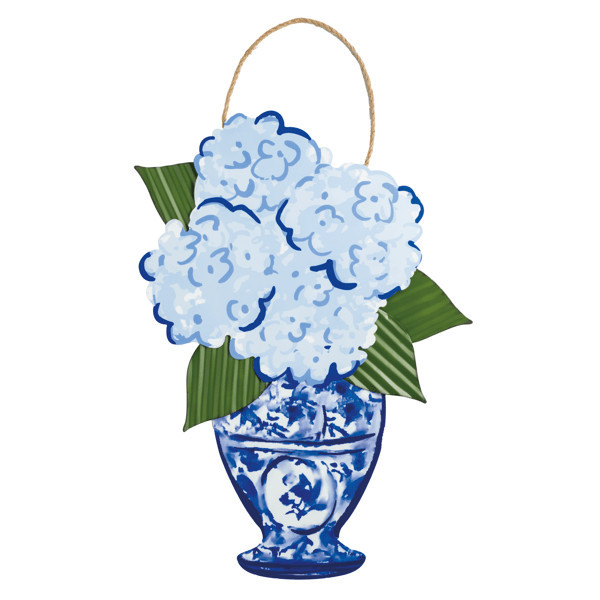 Mud Pie Hydrangea Tin Door Hanger in Blue | Mud Pie